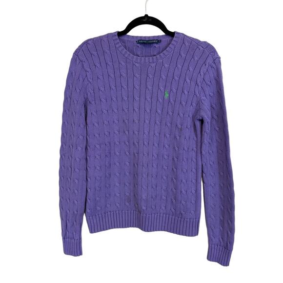 Ralph Lauren Cable Knit Sweater Purple Large - Picture 1 of 7